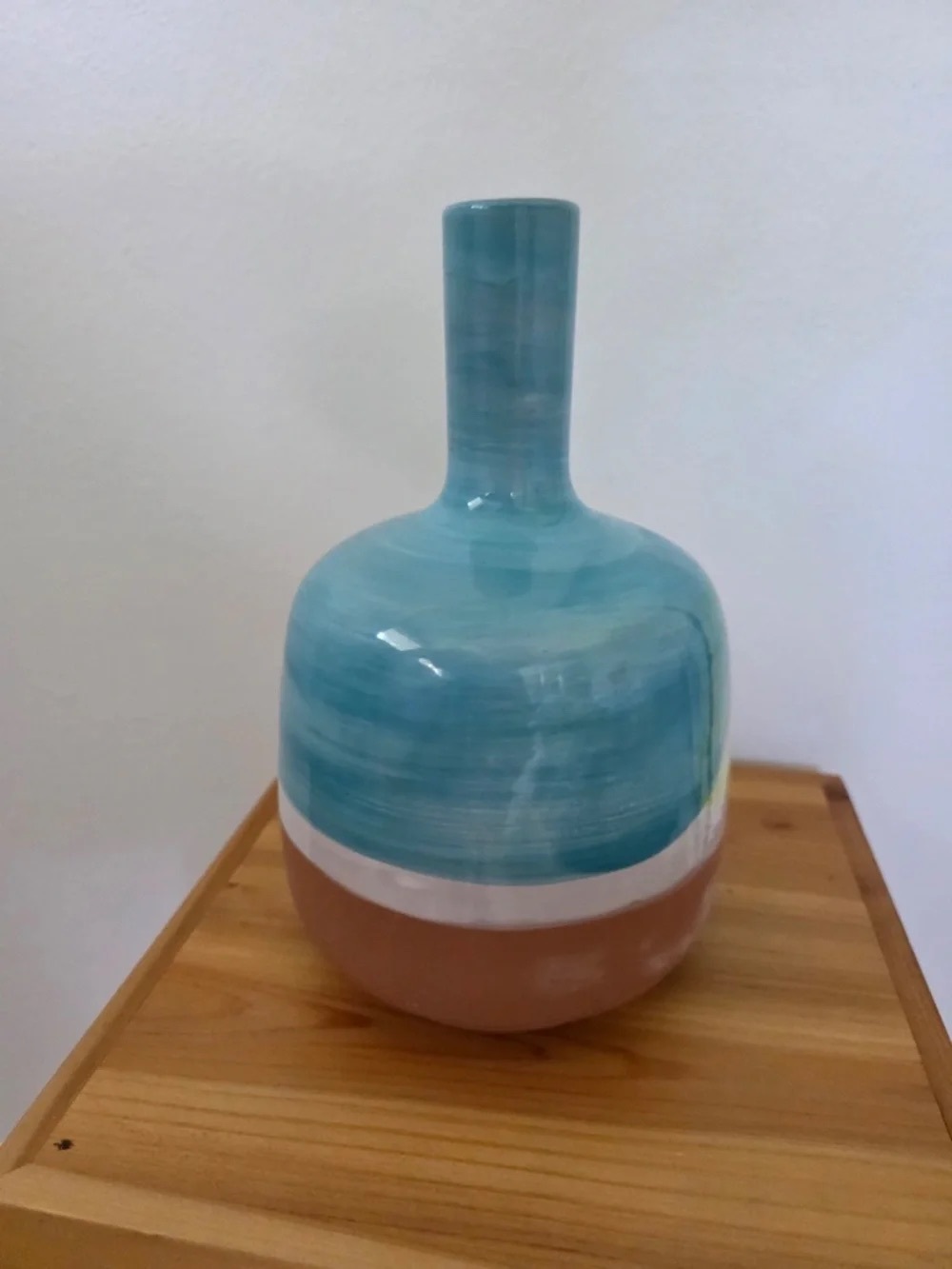 Project 62 Aqua, White and Brown Glazed Decorative Vase